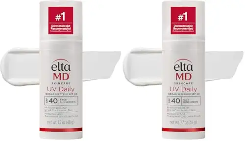 EltaMD UV Daily SPF 40 Face Sunscreen Moisturizer with Zinc Oxide, Daily Face Moisturizer with SPF, Sunscreen, For Dry Skin 1.7 oz Pump (Pack of 2)